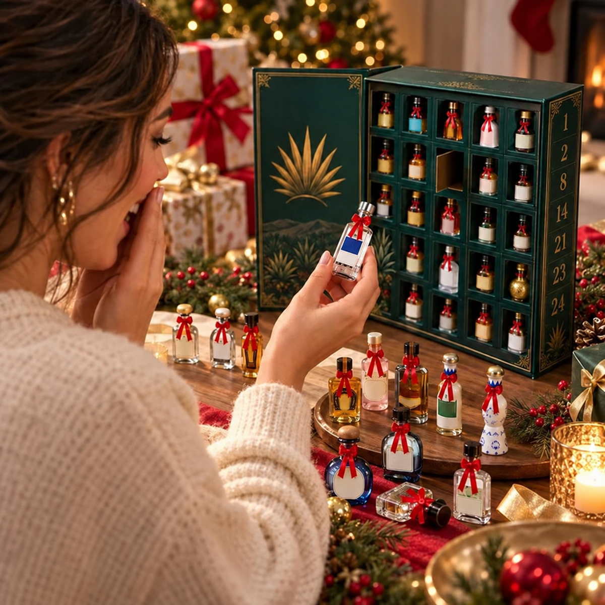 ๐โจ24-Day Mini Tequila Bottle Advent Blind Box for Holiday Celebration, Bar Table Decor, Collector Gift & Family Countdown