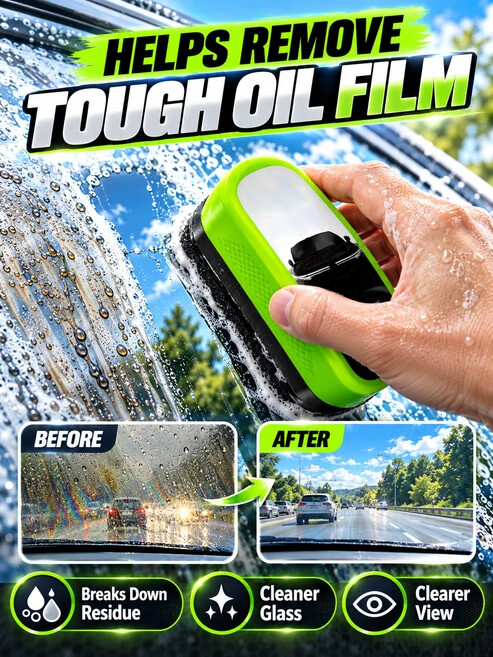 🚗 Car Care Deal – Windshield Glass Cleaning Pad ✨ Oil-Film Removing Brush for Clearer, Rain-Resistant Auto Glass 💧
