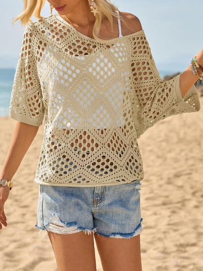 Crochet V‐Neck Boho Top | Apricot Summer Essential