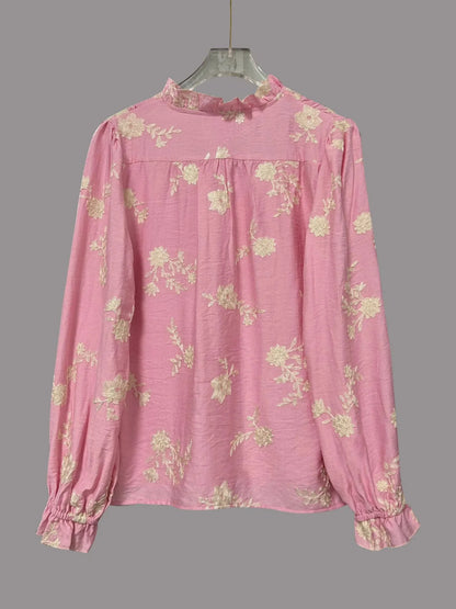 Flower Button Up Long Sleeve Shirt