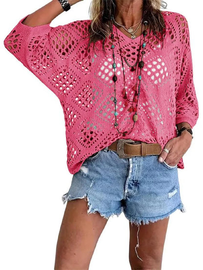 Crochet V‐Neck Boho Top | Apricot Summer Essential