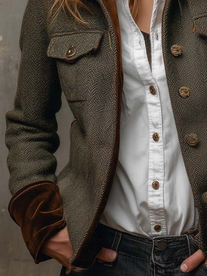 Groovy Collared Long Sleeve Outerwear