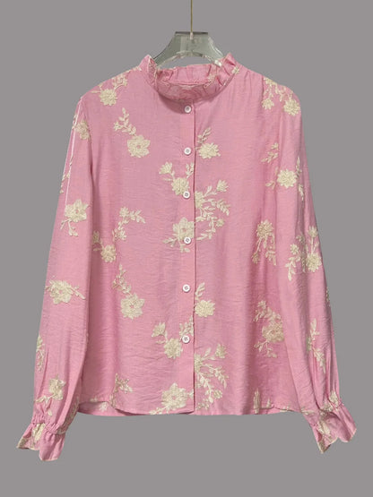 Flower Button Up Long Sleeve Shirt