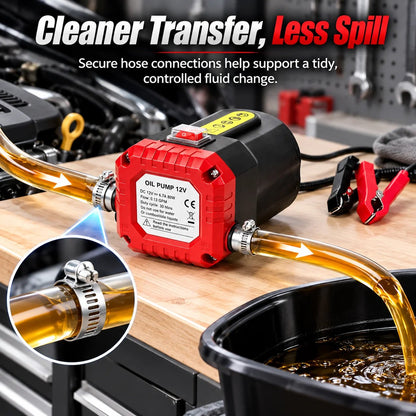 12V 80W Electric Oil Extractor Pump – Engine Oil & Gear Oil Transfer Kit with Hoses