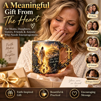 🔥Last Day 49% OFF♥✝️ Jesus Walks With Me™ – Heat-Reveal Faith Mug | You Are Never Alone
