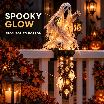 🏡🔥HOT SALE🔥🎃 Halloween Character Glow Cascade Railing Lights – Pumpkin, Witch, Ghost & Black Cat