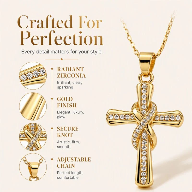 💫 LIMITED TIME 49% OFF! Women's Sparkling Twisted Knot Cross Pendant Necklace – Elegant Faith-Inspired Design with Brilliant Shine ✨